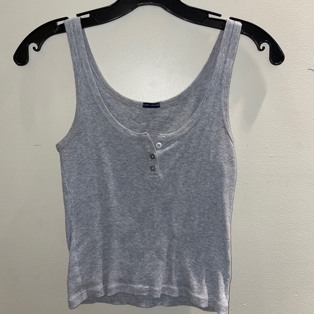 gray cropped fitted brandy tank top